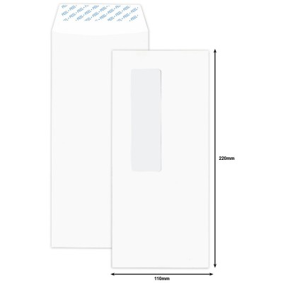 White Window Envelope 110 X 220 MM
